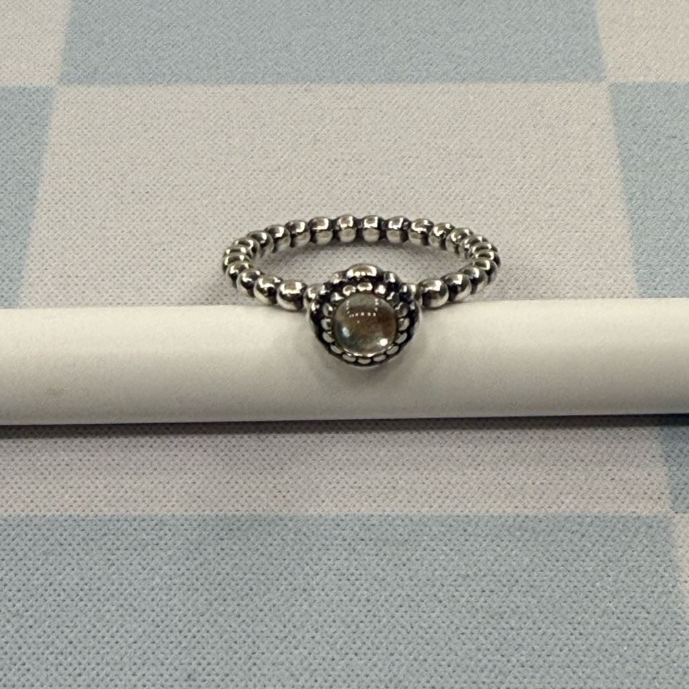 Vintage Pandora Silver Ring Quartz Stackable Sterling  Size 6.5